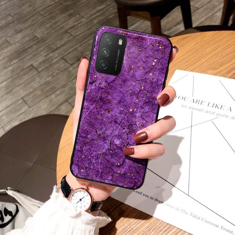Phone Case Xiaomi Poco M3 Back Cover Marble Agate Jade Purple Green Design Soft Silicone Protector Xiaomi Poco M3 Case