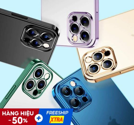 iPhon 12 Pro MAX - Luxury Square Frame Plating Clear Phone Case For Silicone Cover