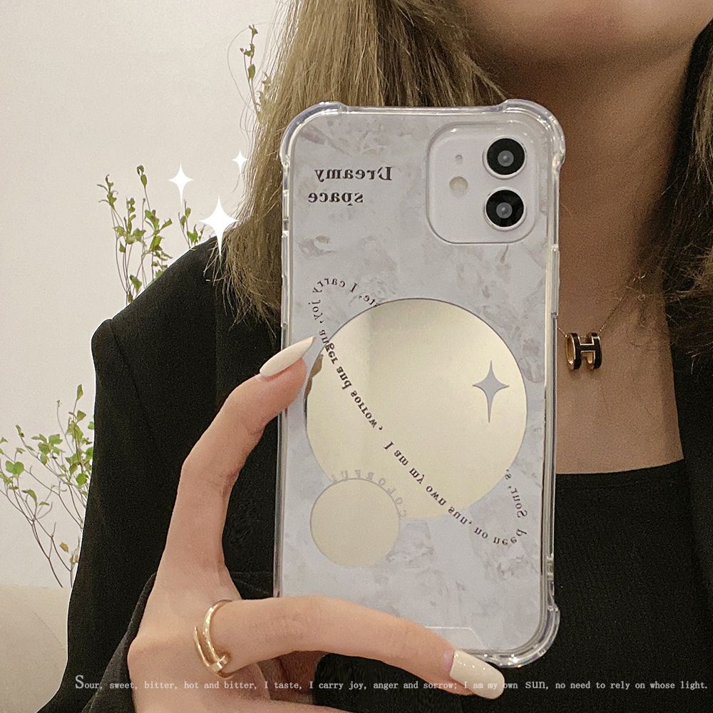 Mirror and Planet Pattern Case Soft Silicone Cover Mobile Phone Protective Case