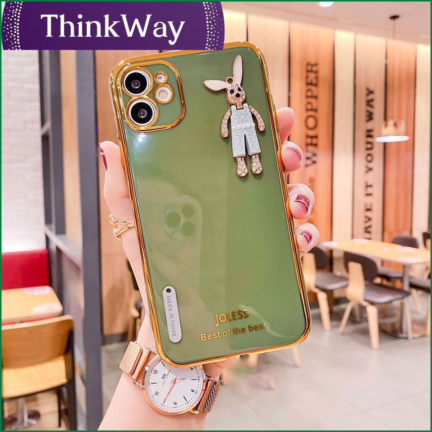 vivoX70Pro mobile phone shell fashion new Y33S electroplating silicone rabbit iqoo8 protective sleeve S12 suitable for women