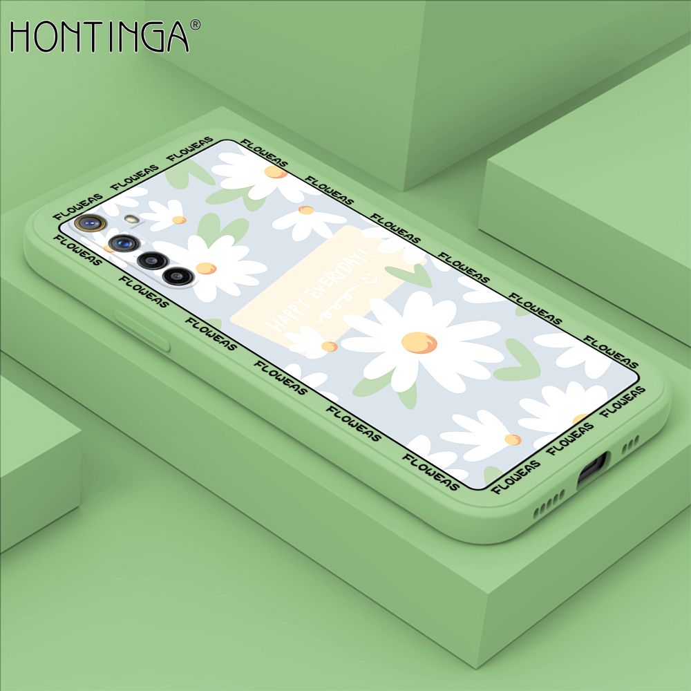 Hontinga for OPPO R17 Case Beautiful Daisy Flower Phone Case Phone Case Soft Square Edge Silicone Cases Full Lens Cover Shockproof Protection Cover