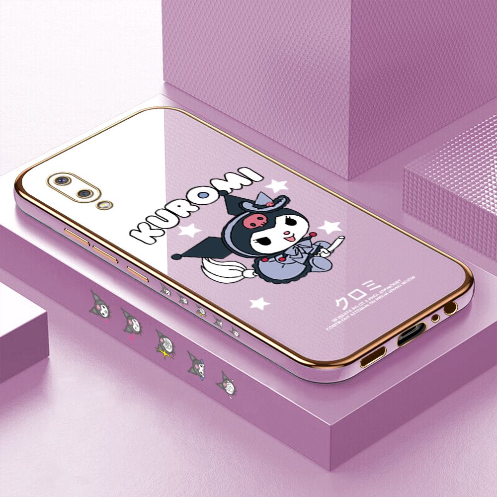 Luxury 6D Plating Case for Samsung M02 A02 Cartoon Little Witch Side Pattern Back Cover Soft Silicone Square Phone Cases + Free Lanyard