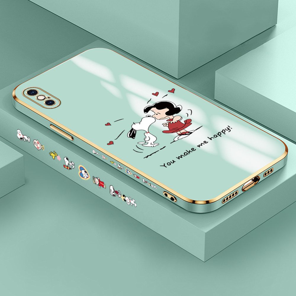 Jizetin (Free Lanyard) iPhone XS MAX Case Cute Puppy Little Girl Luxury 6D Plating Soft Casing Silicone Ultra Thin Phone Cover