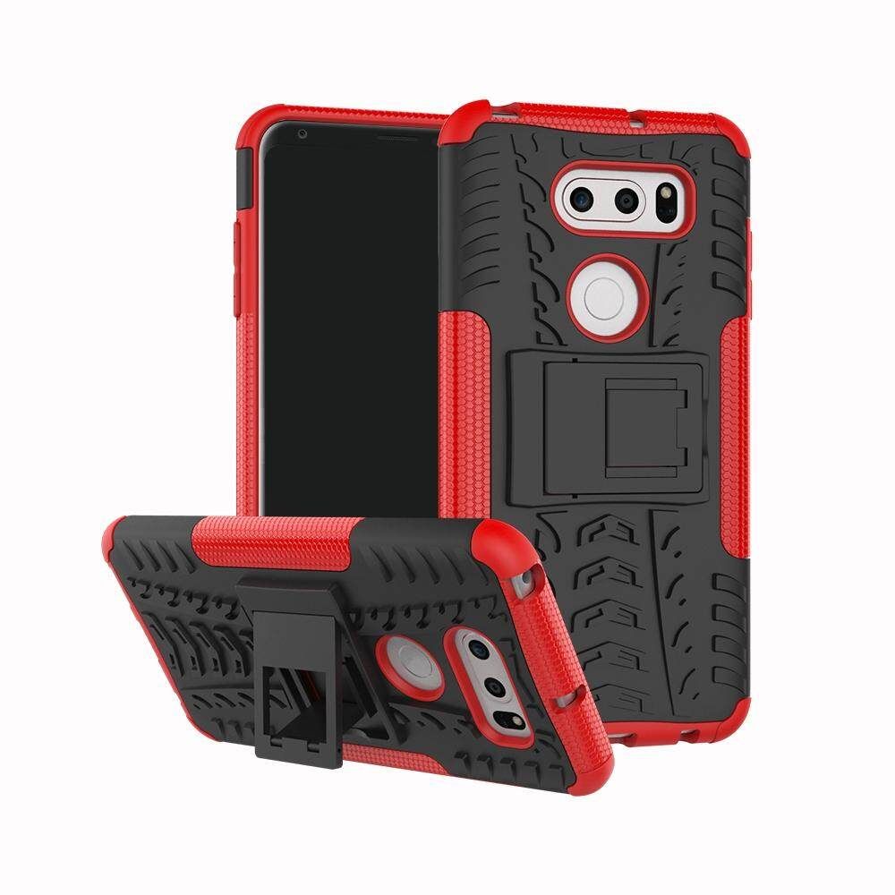 For LG V30 Dual Layer Heavy Duty Armor Tough Hybrid Shockproof Stand Protective Case Cover