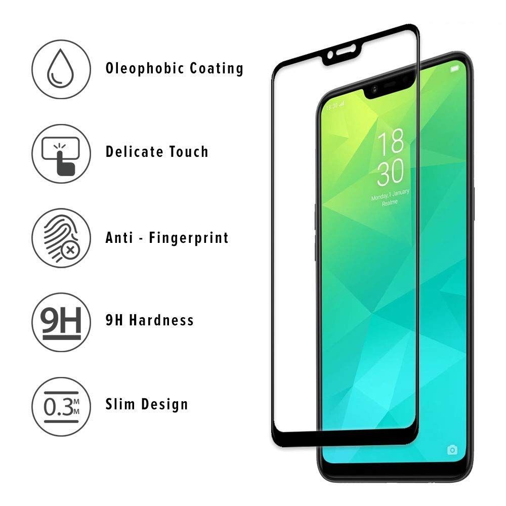 Realme 2 Tempered 6D Glass Screen Protector - Black