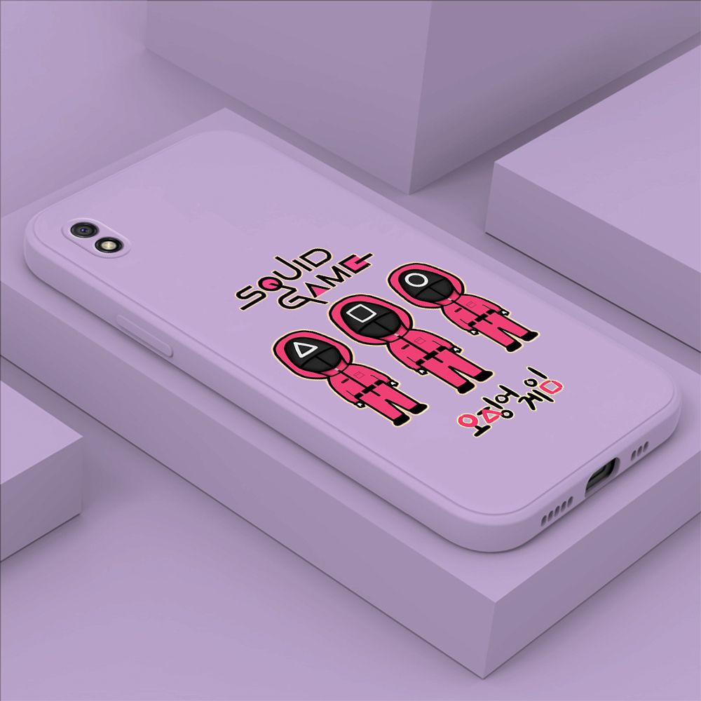 ZeroQiQi for Xiaomi Redmi 9A Case Trend Cartoon Korean Squid Phone Cover Liquid Silicone Case Phone Protective Case