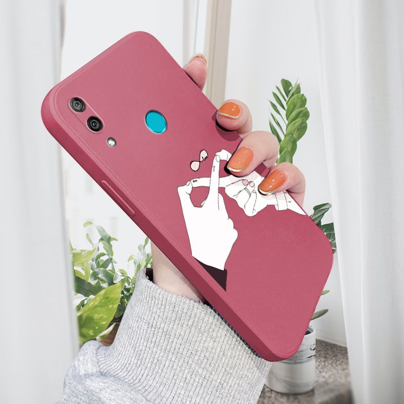 AMORVOR for Huawei Y7 2019 Back Cover Love Infinity Side design Soft Case Liquid Silicone Phone Cases