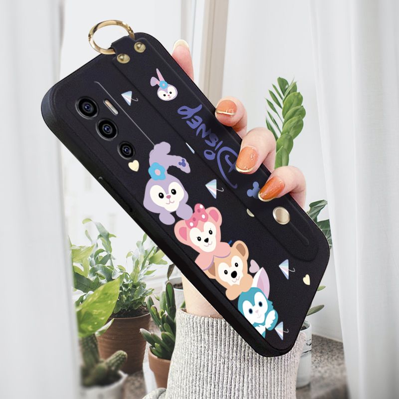 Jizetin for Vivo V23E / V23E 5G Back Cover Cartoon Onlookers StellaLou Wrist Strap Phone Case Candy Color shock proof Protective Phone Cases