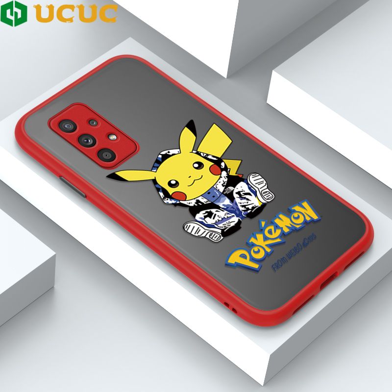 UCUC for Samsung Galaxy A52 / A52 5G / A52S 5G Back Cover Wrapped Pikachu Frosted Transparent Hard Phone Case Thin Shockproof Full Cover Camera Protect Case