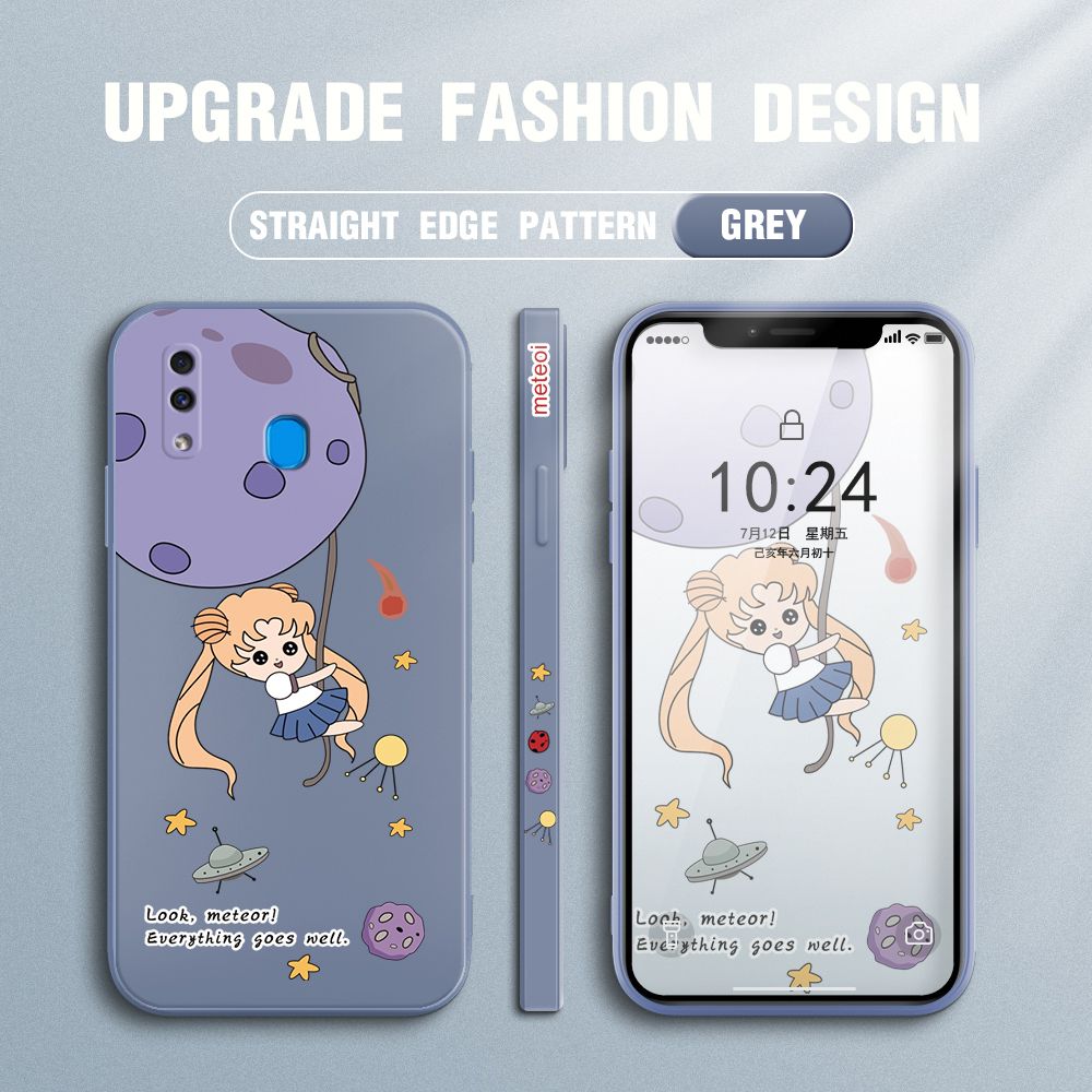 UCUC for Samsung Galaxy A20 / A30 Back Cover Beauty Warrior Ultra Thin Soft Luxury Square Multicolor Liquid Silicone Phone Case