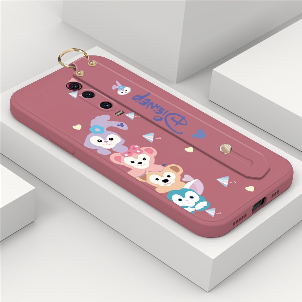 ZeroQiQi for Xiaomi Redmi K20 Pro Wrist Strap Case INS Cute Style Creative Cartoon Rabbit and Fox Cover Thin Square Edge Liquid Silicone Phone Case