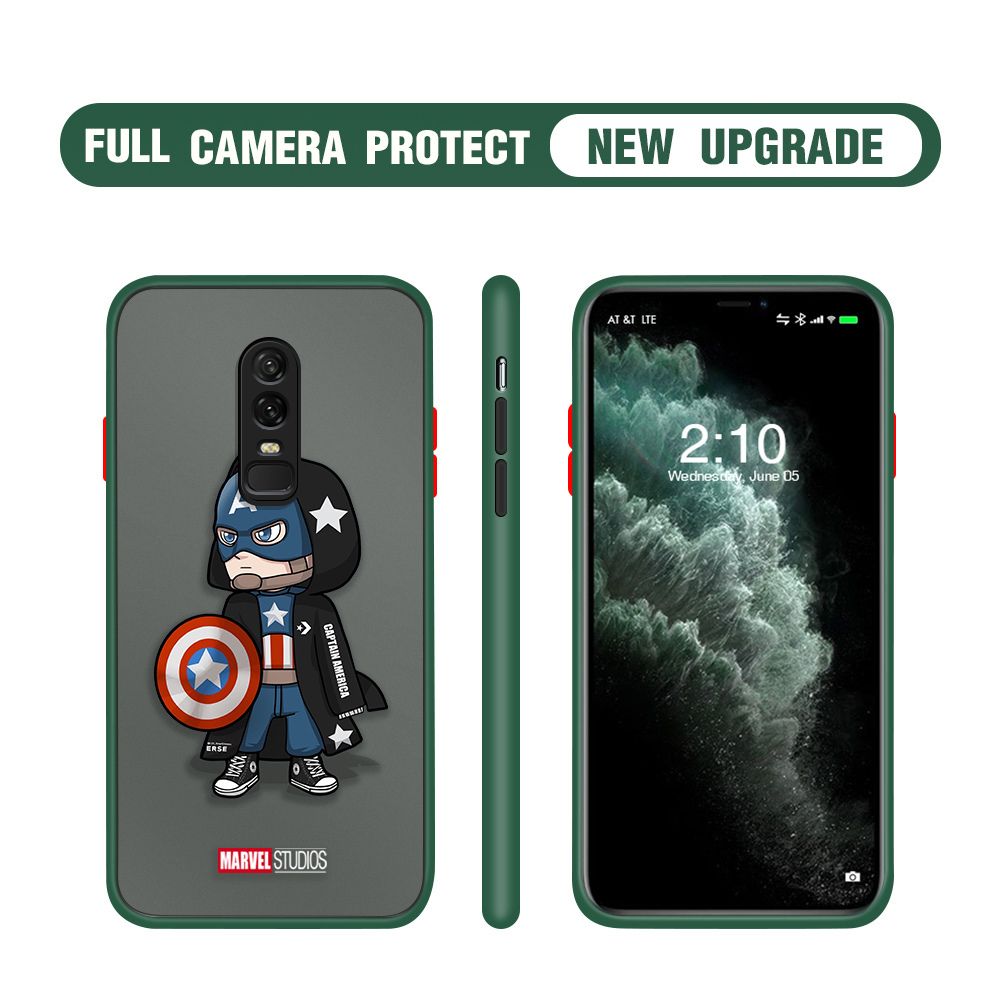 Hontinga for OnePlus 6 Case Cartoon For Boys Camera Shockproof Protection Casing Edge Frosted Transparent Phone Cover