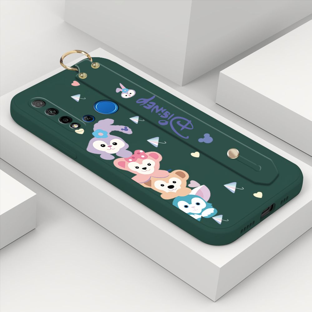 ZeroQiQi for Huawei Nova 5i Wrist Strap Case INS Cute Style Creative Cartoon Rabbit and Fox Cover Thin Square Edge Liquid Silicone Phone Case