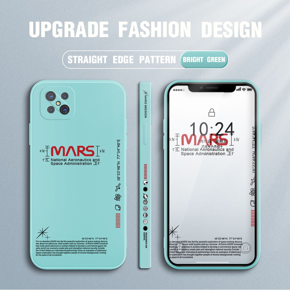 Jizetin for OPPO Reno4 Z 5G Case New NASA Design Side Design Phone Case Square Edge Pattern Liquid Silicone Cases Full Cover Camera Soft Protection Case