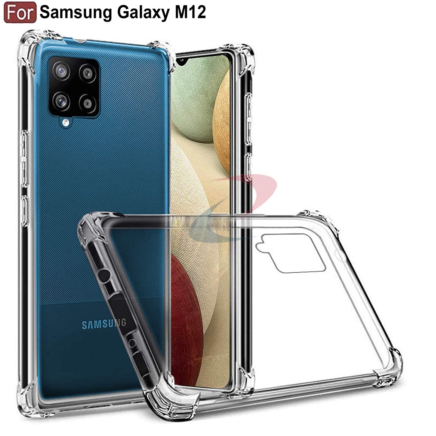 Back Cover Samsung Galaxy A12/ M12/ F12 Edge-Reinforced Shockproof Cushion Back Clear Hybrid Transparent Sof Silicon Cover Casing