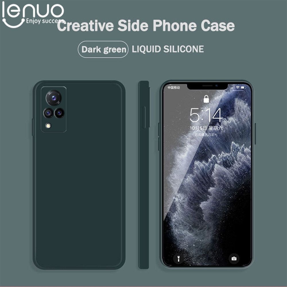 Lenuo Luxury Square Liquid Silicone Phone Case For Vivo S7 / V20 Pro Thin Soft Back Cover Candy Casing
