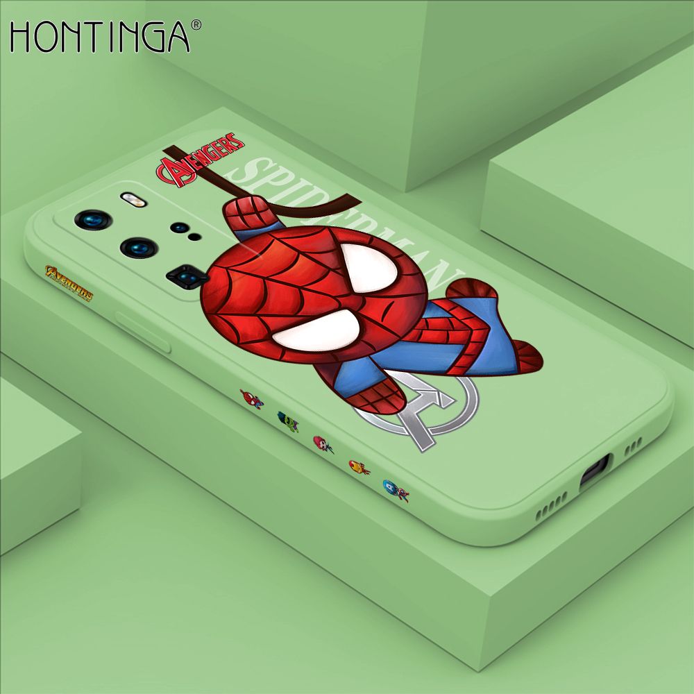 Hontinga for Huawei P40 Pro Case Side Design Cartoon Little Spider Back Cover Soft Square Edge Pattern Liquid Silicone Trend Phone Cases