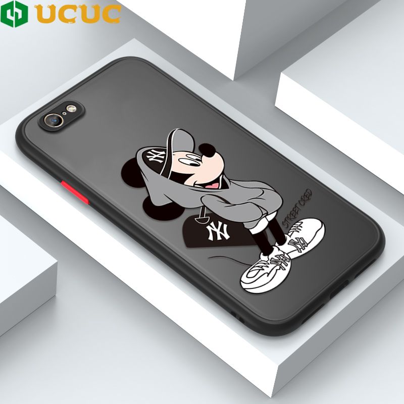 UCUC for OPPO A39 A57 F3 Lite Back Cover Handsome Mouse Frosted Transparent Hard Phone Case Thin Shockproof Full Cover Camera Protect Case
