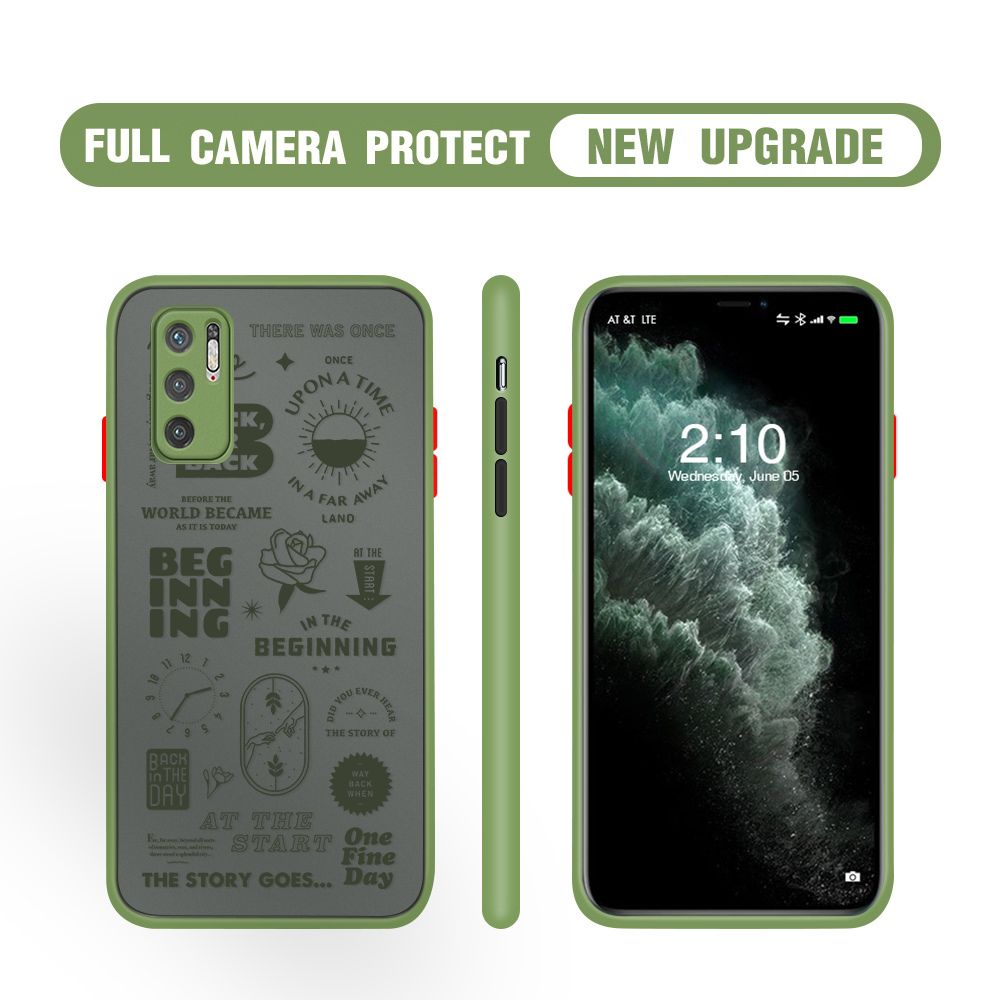 Hontinga for Xiaomi Poco M3 Pro 4G / 5G / Redmi Note 10 5G Case Popular Clock Poster Camera Shockproof Protection Cases Edge Frosted Transparent Phone Cover