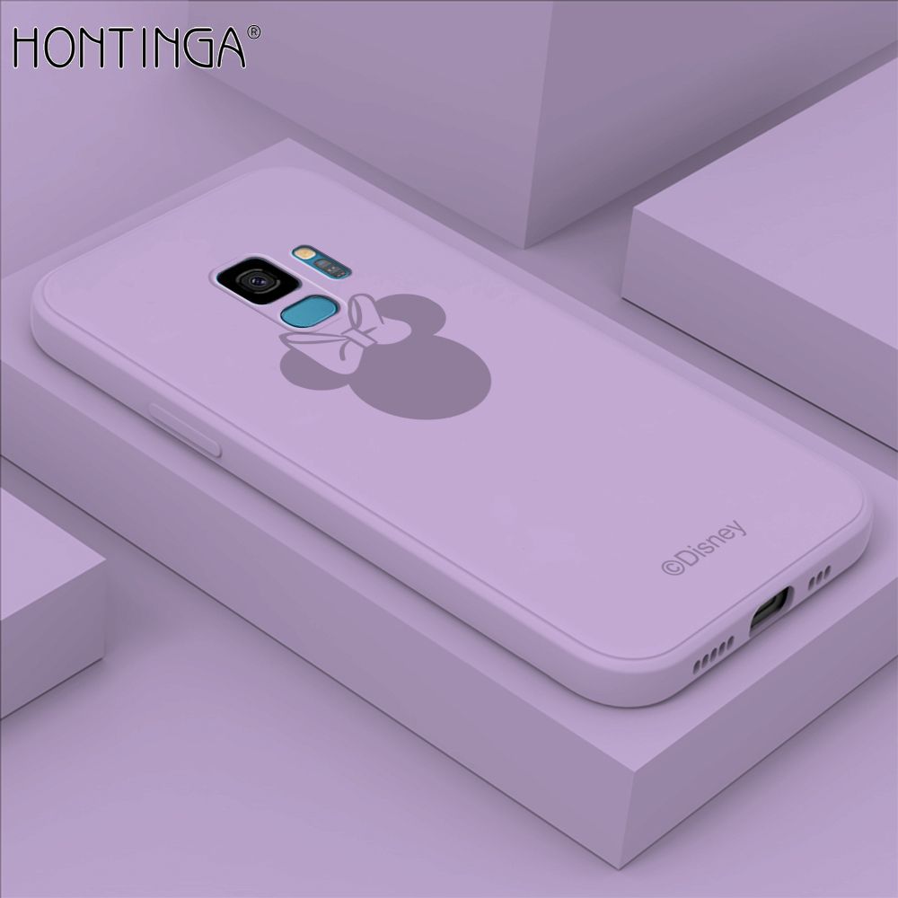 Hontinga for Samsung Galaxy S9 Case Cartoon Mouse Phone Case Soft Square Edge Silicone Cases Full Lens Cover Shockproof Protection Cover