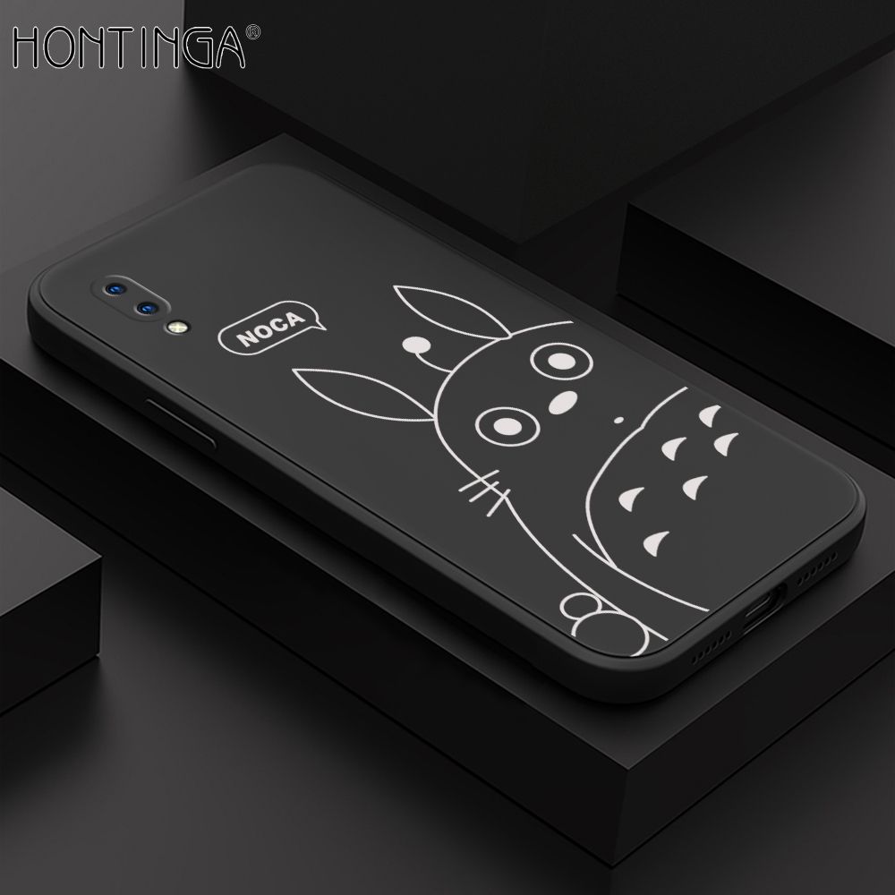 Hontinga for Vivo Y93 Case Cartoon Cute Totoro Pattern Back Cover Soft Square Edge Liquid Silicone Phone Cases