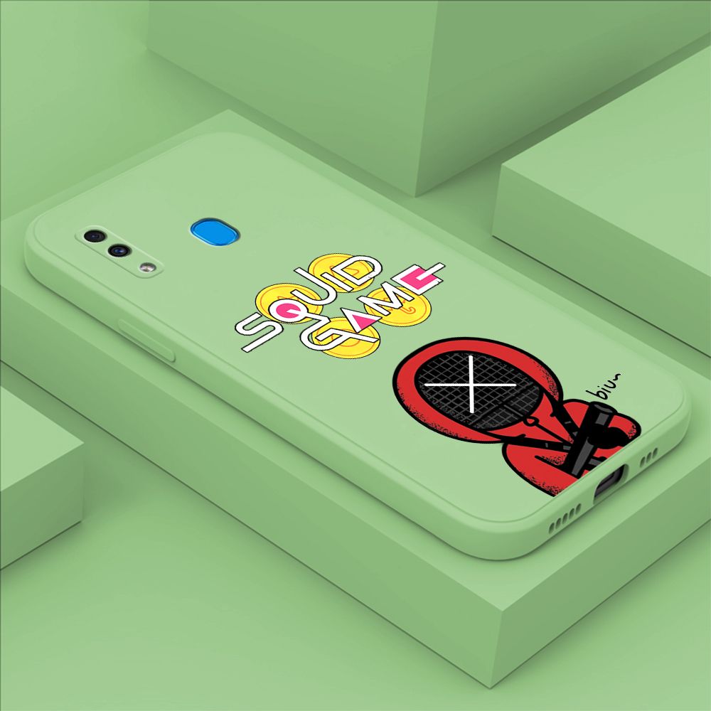 ZeroQiQi for Samsung Galaxy A20 Case Fashion Cartoon Electric Baton Judge Role Phone CoverSquare Liquid Silicone Trend Phone Case
