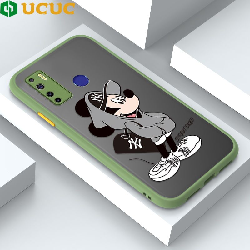 UCUC for Tecno Camon 15 Back Cover Handsome Mouse Frosted Transparent Hard Phone Case Thin Shockproof Full Cover Camera Protect Case