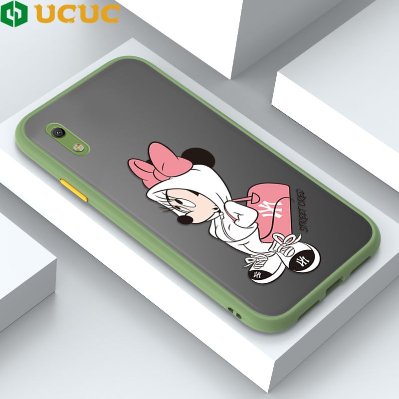 UCUC for Honor Y6 Pro 2019 / 8A Back Cover Satchel Minnie Frosted Transparent Hard Phone Case Thin Shockproof Full Cover Camera Protect Case