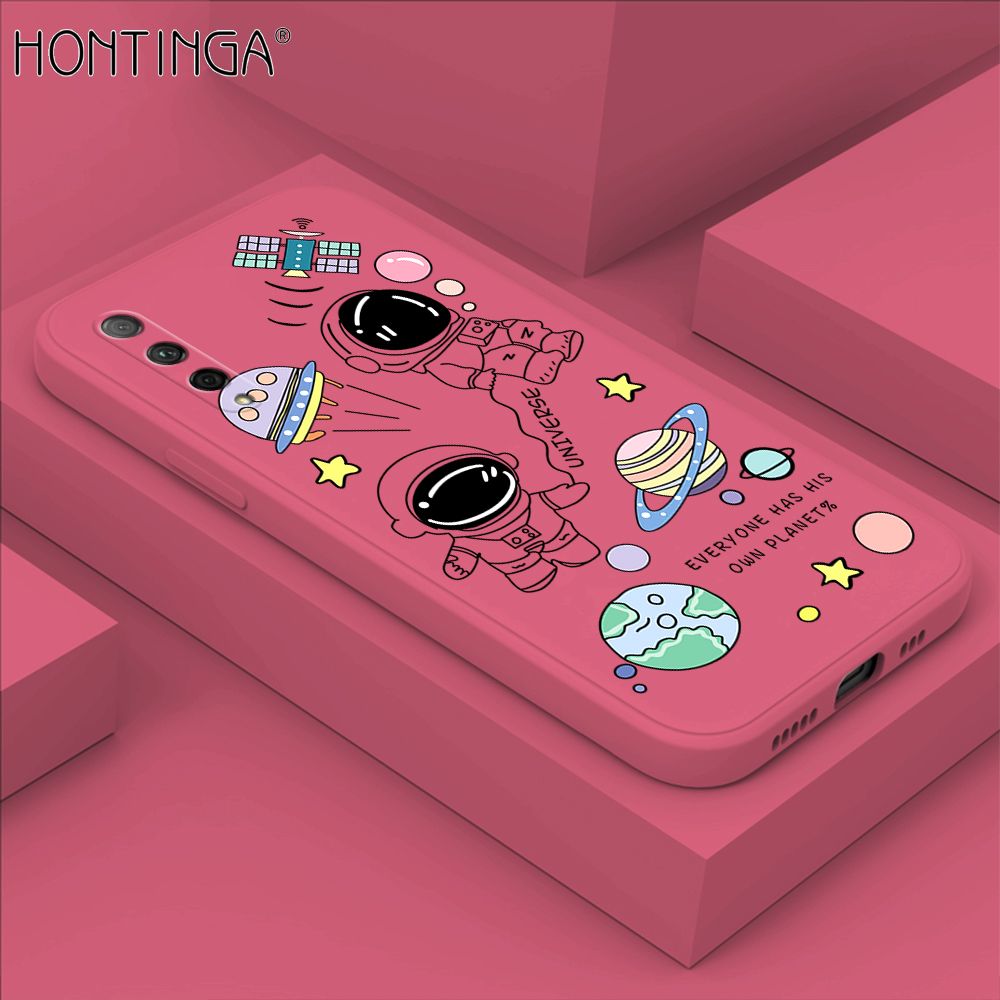Hontinga for Huawei Y9S / Honor 9X Pro Case Fashion Earth Planet Astronaut Phone Case Soft Square Edge Silicone Cases Full Lens Cover Shockproof Protection Cover
