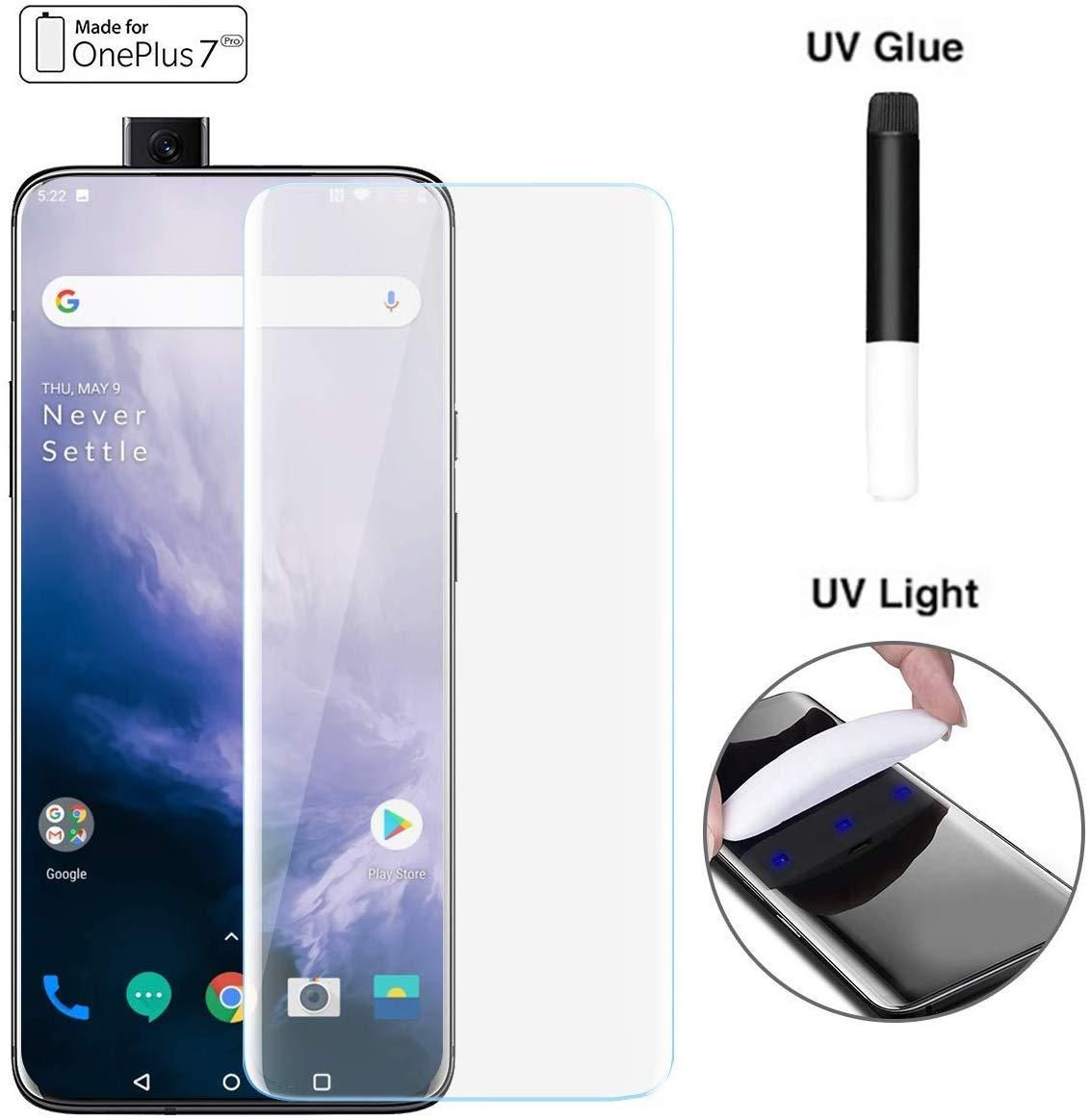 Tempered Glass for OnePlus 7 Pro /7T Pro Advanced Border-less Full Edge to Edge UV Screen Protector with installation kit