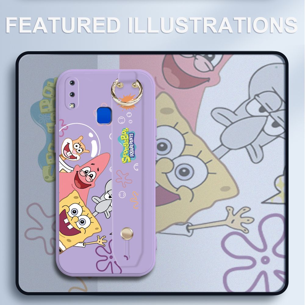 UCUC for Vivo Y95 Wrist Strap Case Funny Cartoon Sea Creatures Cover Ultra Thin Anti Fall Liquid Silicone Phone Case