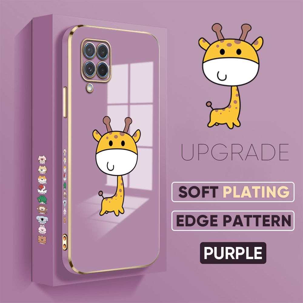 TA for Samsung Galaxy M62 F62 Back Cover + Free Lanyard Mini Giraffe Luxury 6D Plating Case Side Pattern Soft Silicone Square Phone Cases