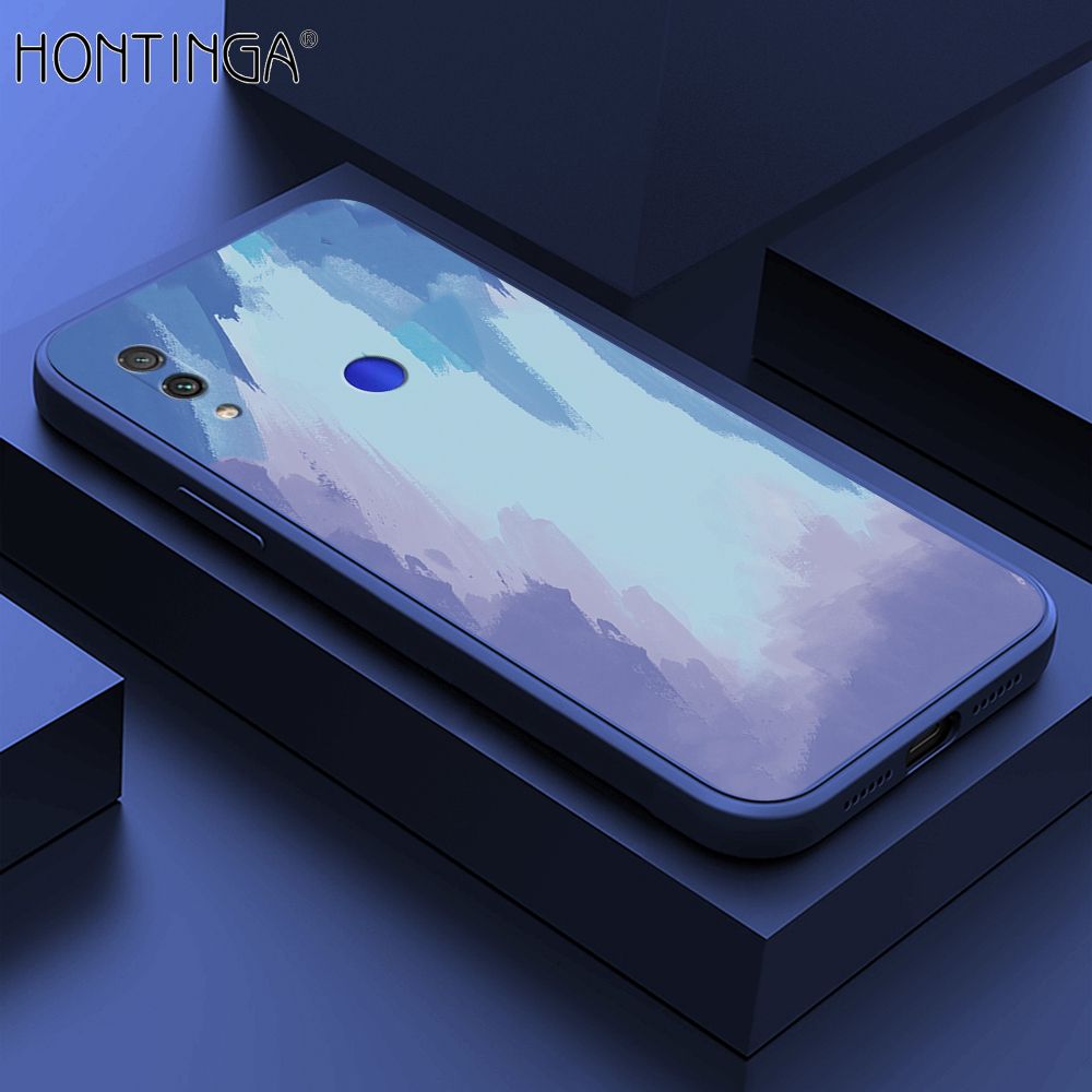 Hontinga for Redmi Note7 Pro Case Watercolor Gradient Liquid Soft Square Silicone Phone Case Shockproof Protection Rubber Cover