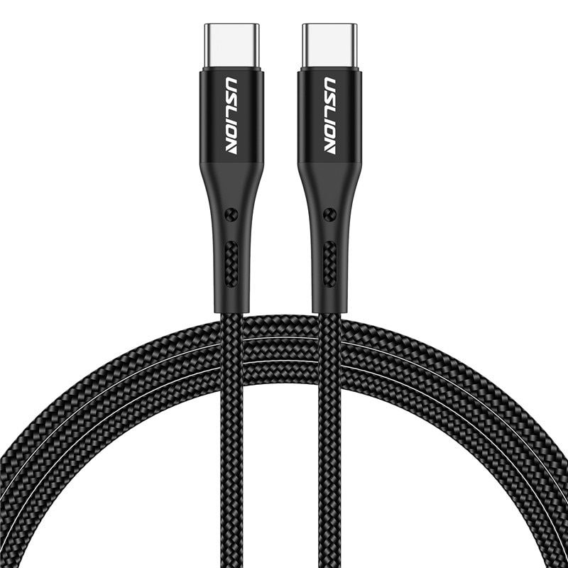 USLION 60W USB Type C to USB Type C Cable for Samsung Galaxy S9 Plus Support PD QC3.0 3A Quick Charge Cable for Type-C Devices