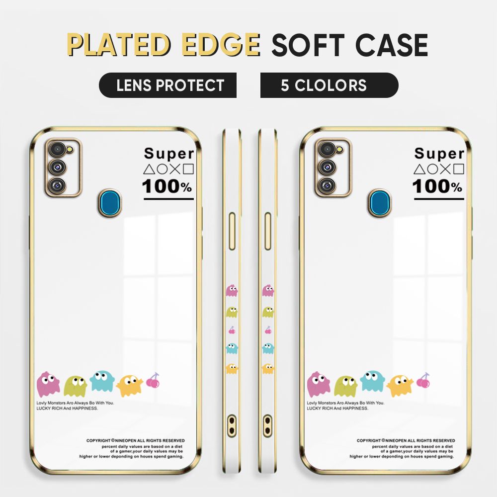 Luxury 6D Plating Case for Samsung M30S M21 Back Cover Game Little Monster Side Pattern Soft Silicone Square Phone Cases