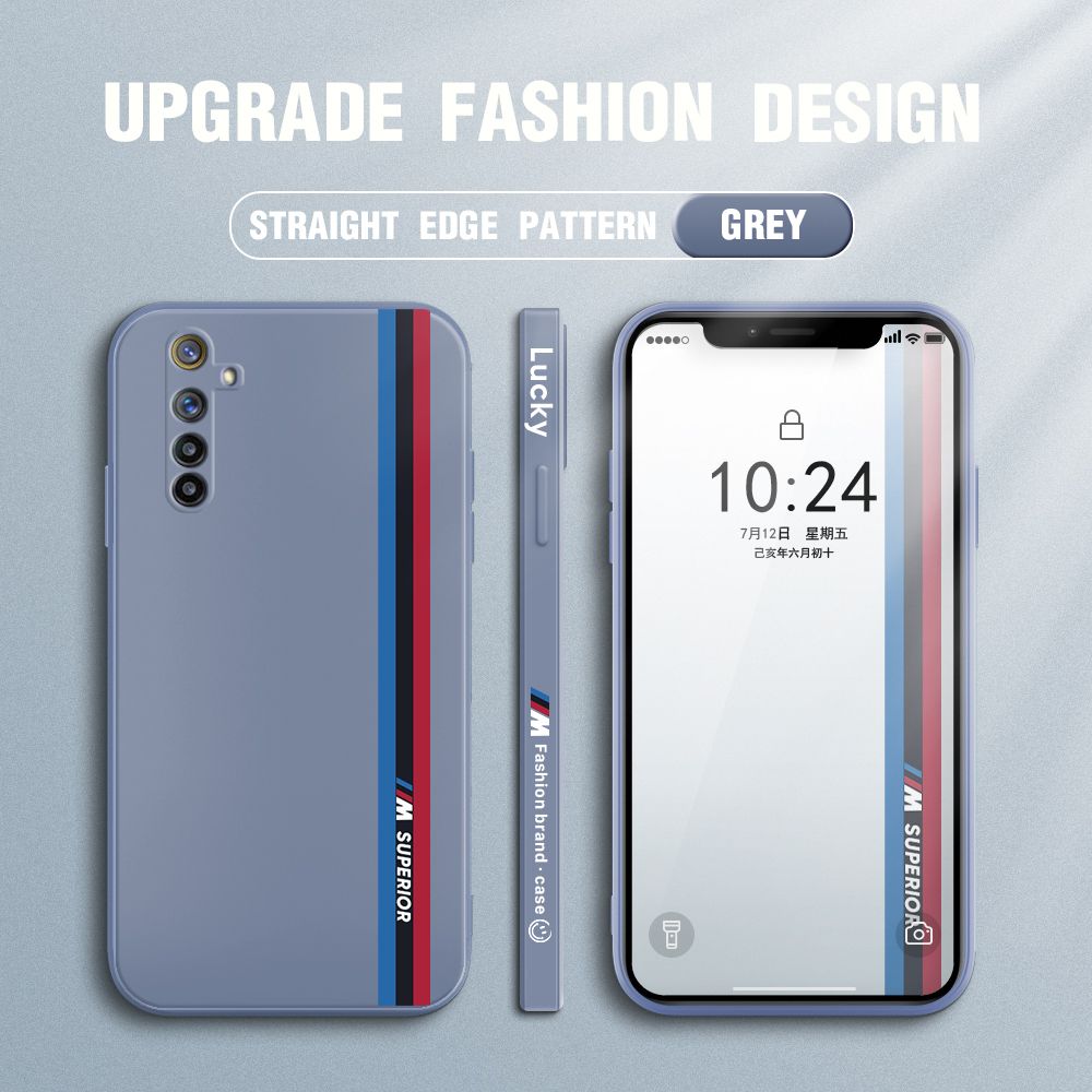 Jizetin for Realme 6 Pro Back Cover Simple Graffiti Track Side Design Liquid Silicone Phone Case Soft Full Camera Protect Phone Cases