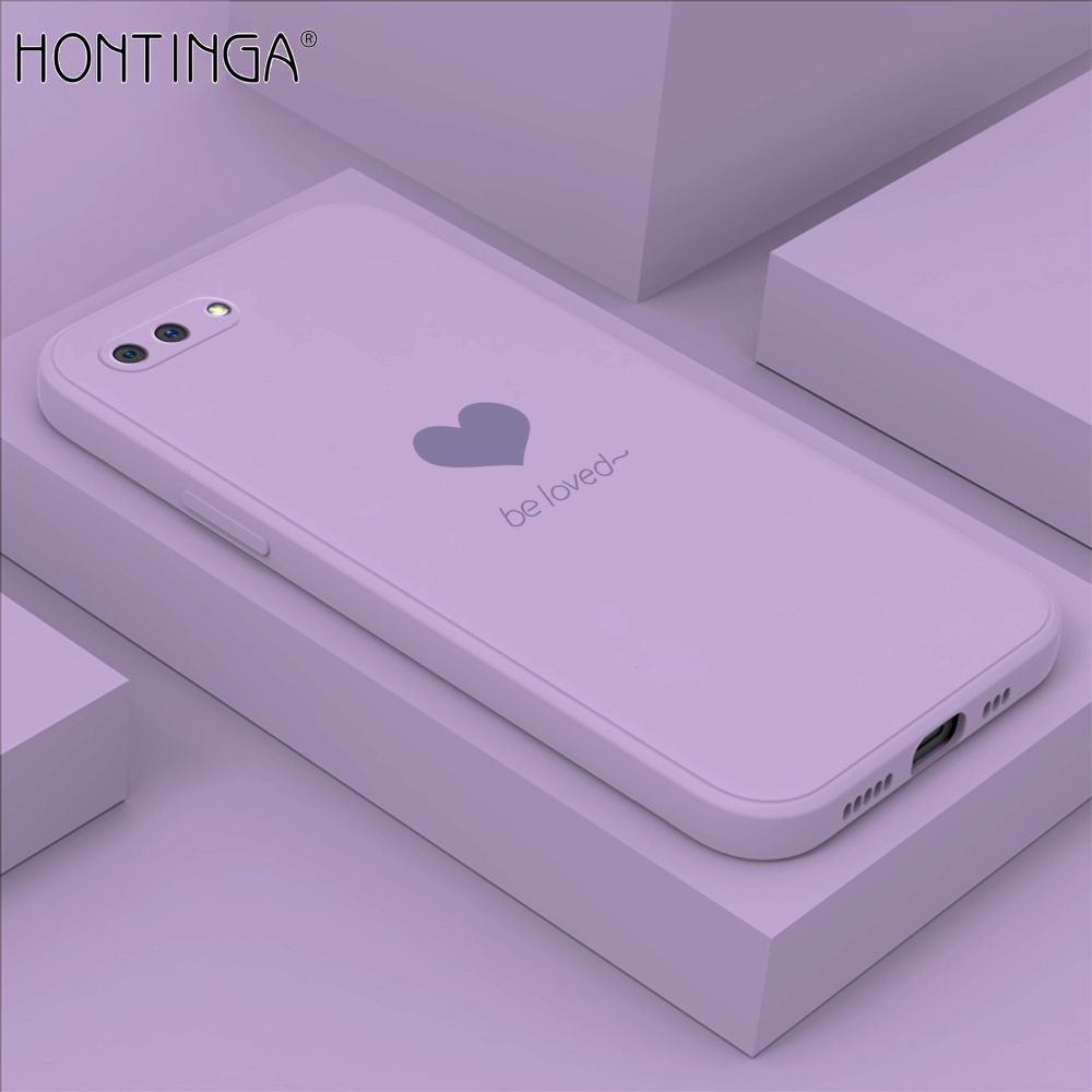 Hontinga for OPPO A3S A12E Realme C1 Case Simple Lover Heart Pattern Back Cover Soft Square Edge Liquid Silicone Phone Cases