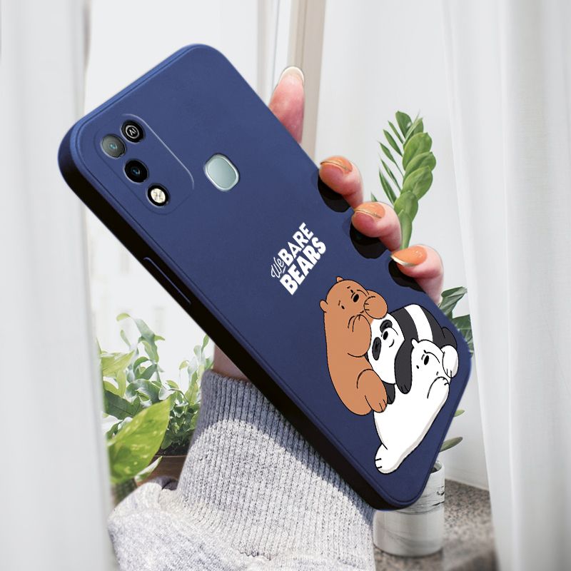 AMORVOR for Infinix Hot 10 Play/Hot 11 Play Back Cover Cartoon Cute Panda Side design Soft Case Liquid Silicone Phone Cases
