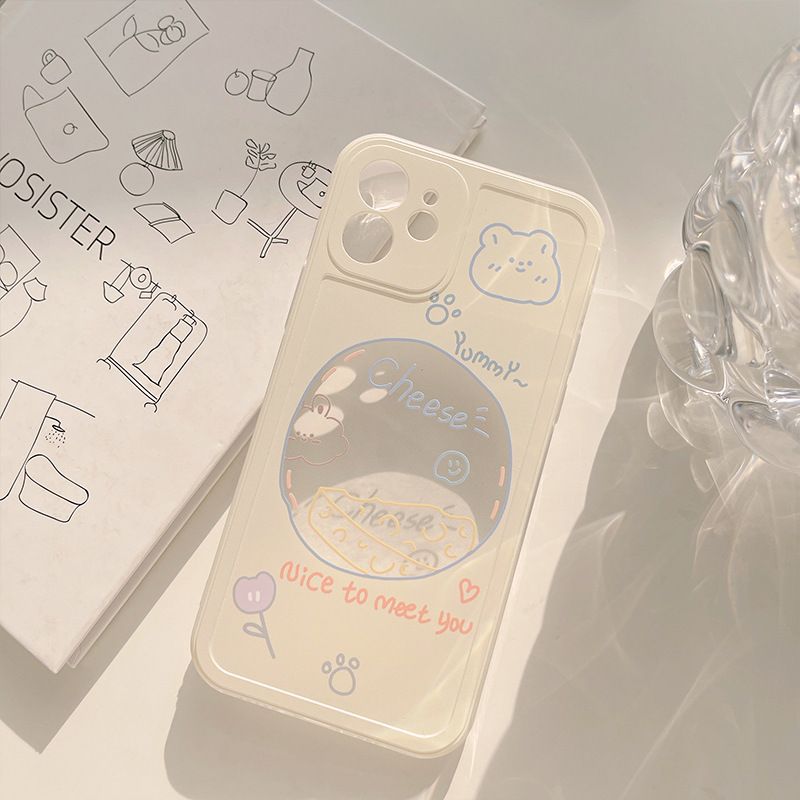 Cute Bear Cheese Cake Pattern Case Soft Silicone Cover Mobile Phone Case