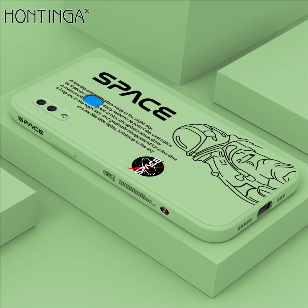 Hontinga for Samsung Galaxy A20 A30 Back Cover Cool Astronaut Pattern Case Soft Square Edge Liquid Silicone Phone Cases