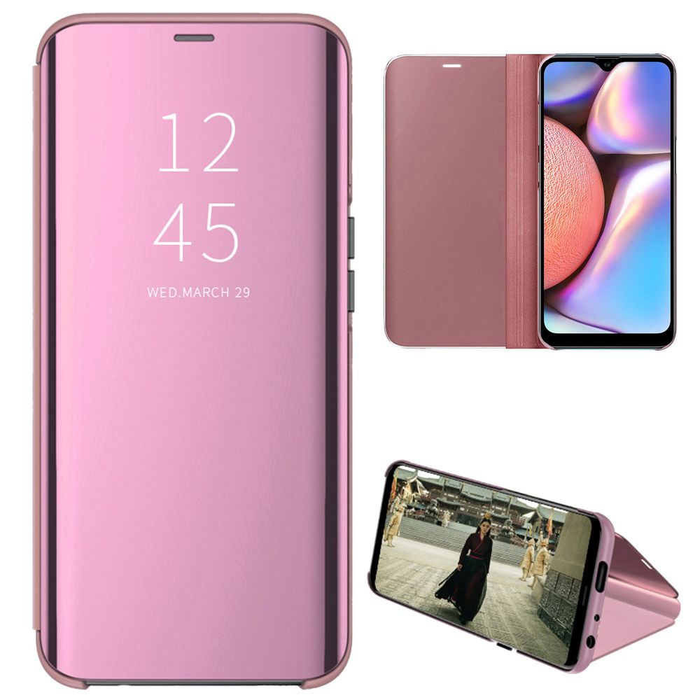 For Samsung Galaxy A10S Mirror Plating Hard PC -PU Leather Semi-transparent Standing View Case Cover Mirror Plating Hard PC -PU Leather Semi-transparent Standing View Case Cover