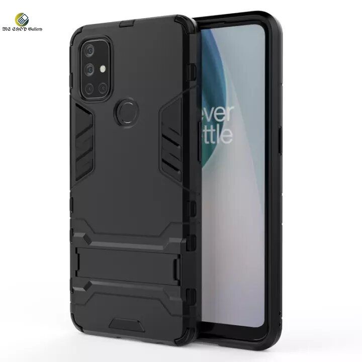 1 Plus Nord N10 (5G) Kickstand Cover Hard PC+ Flexible Silicon Rim Bumper Armor Phone Casing Back Cover - Phone Back Cover - Phone Back Cover