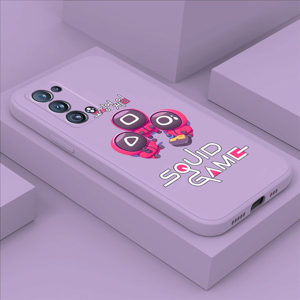 ZeroQiQi for OPPO Reno6 Pro 5G Case Cute Cartoon Cute Squid Character Phone Cover Square Liquid Silicone Shockproof Phone Protective Case