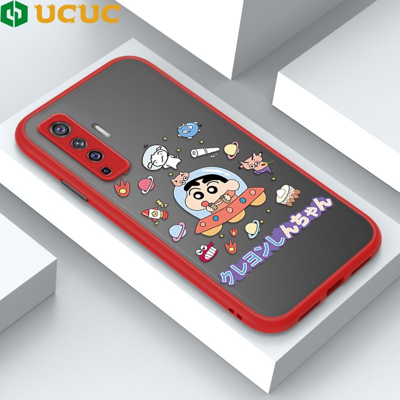 UCUC for Vivo X50 Back Cover Spaceship Shinchan Frosted Transparent Hard Phone Case Thin Shockproof Full Cover Camera Protect Case