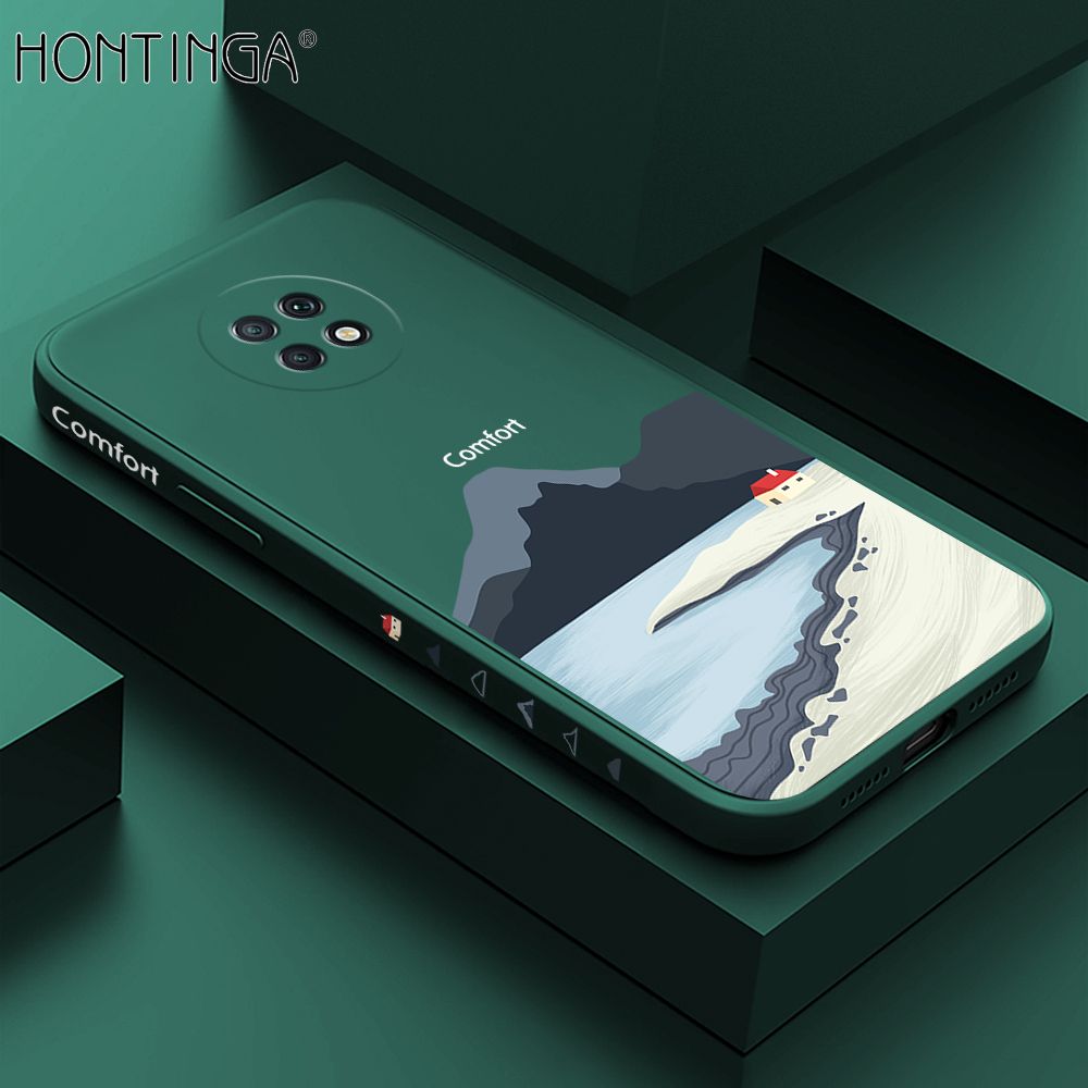 Hontinga for Redmi Note 9T Case Side Design New Mount Back Cover Soft Square Edge Pattern Liquid Silicone Trend Phone Cases