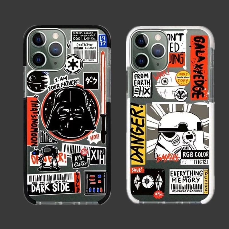 QuXis Simple Transparent Silicon Case for iPhone 11 12 Pro Max 7 8 Plus  Cartoon Star wars  Soft Phone Full Cover Cases for iPhone 12 Mini X Xs Xr 7P 8P Cartoon Coque Casing
