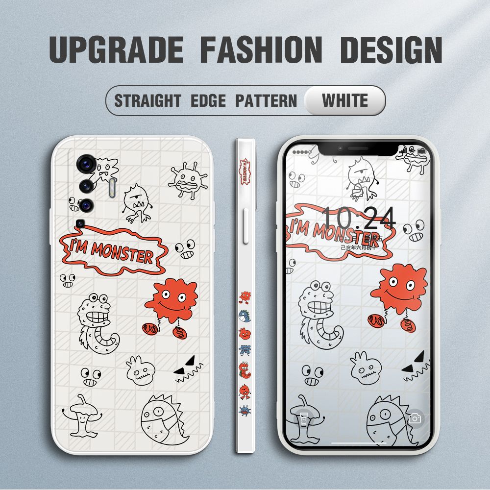 Jizetin for Vivo X50 5G Case Side Design Phone Cover Printed Text “I Am Monster ” Cover Square Edge Pattern Liquid Silicone Trend Case