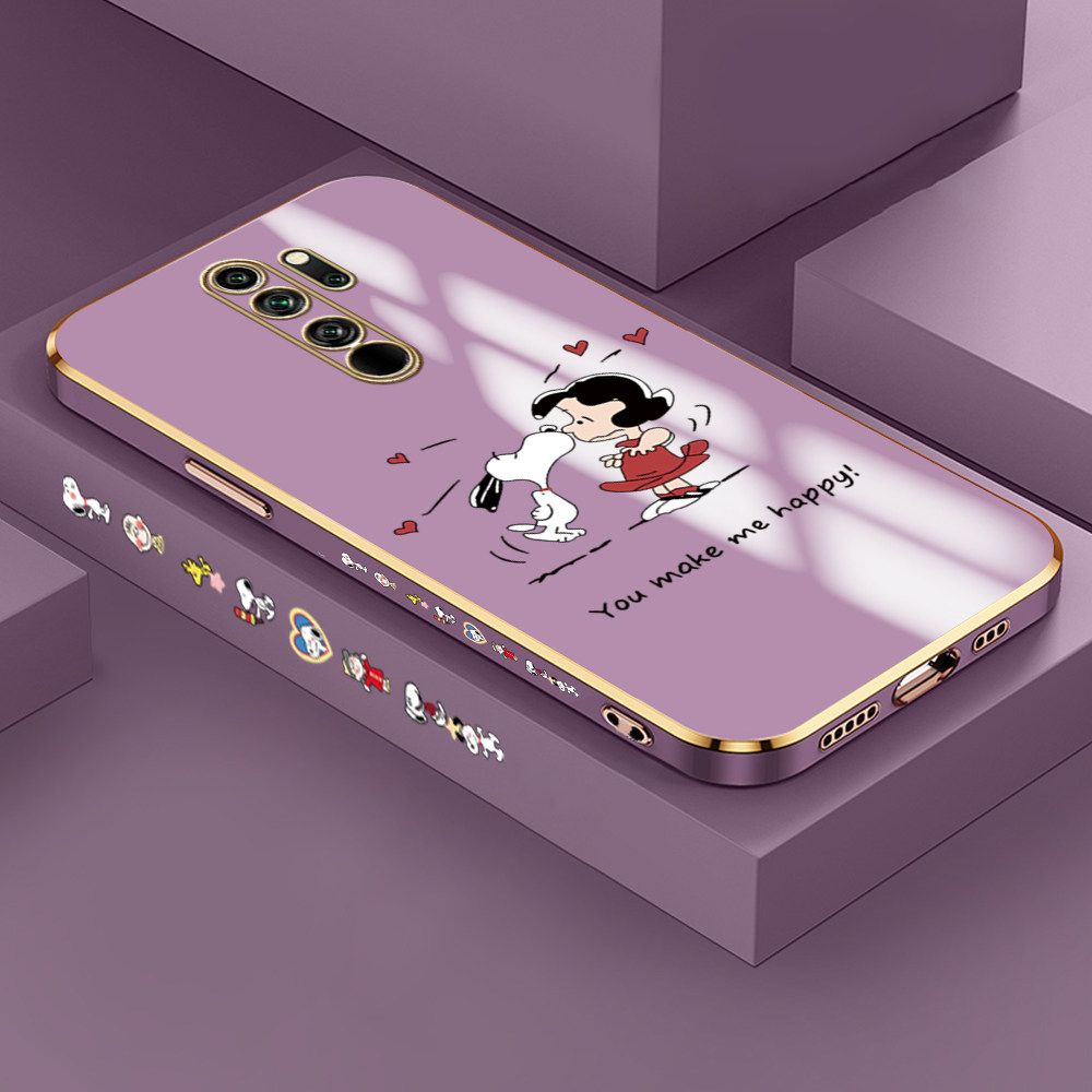 Jizetin (Free Lanyard) Redmi Note 8 Pro Case Cute Puppy Little Girl Luxury 6D Plating Soft Casing Silicone Ultra Thin Phone Cover