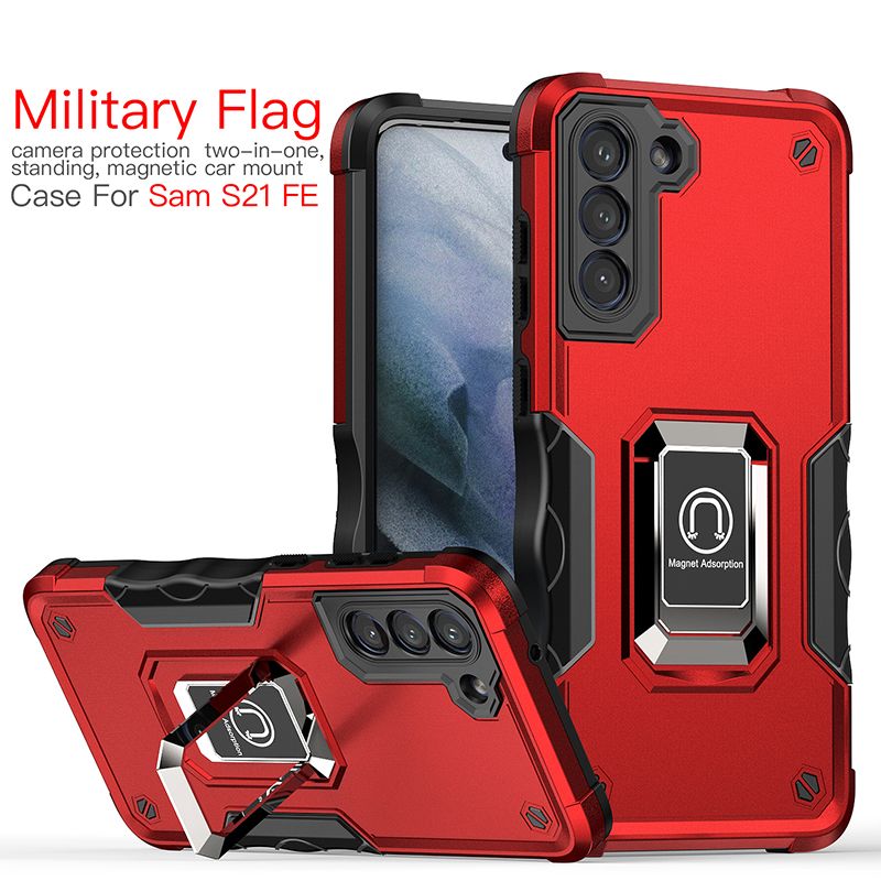 Magnetic Ring For Samsung Galaxy S21 FE Back Cover Slide Armor Shockproof Mobile Phone Case Mens And Boys Lens Protection Head Holder Cases