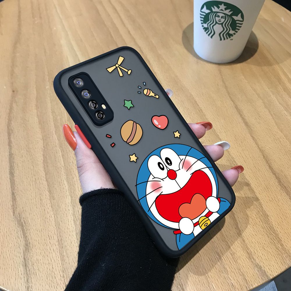 UCUC for Realme 7 / Realme Narzo 20 Pro Back Cover Laugh Doraemon Frosted Transparent Hard Phone Case Thin Shockproof Full Cover Camera Protect Case